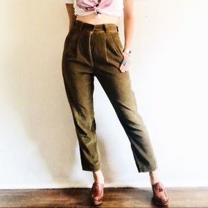 90s Vintage Corduroy High Waist Trousers Gold/Green